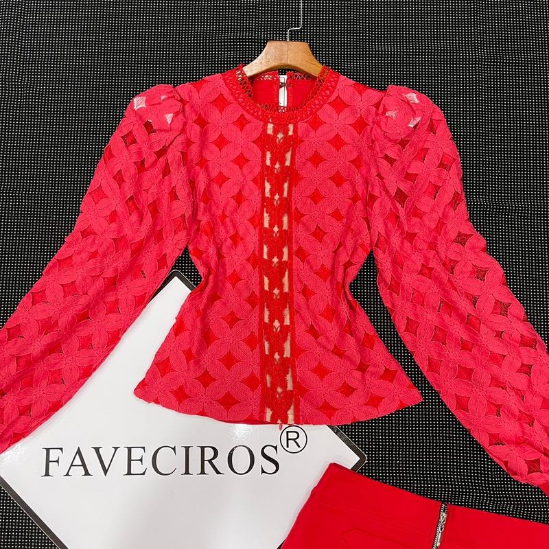 Áo Thun Nữ FAVECIROS Phối Ren Hoạ Tiết Sang Trọng Và Tinh Tế MSSP:#504659 Top Women 0