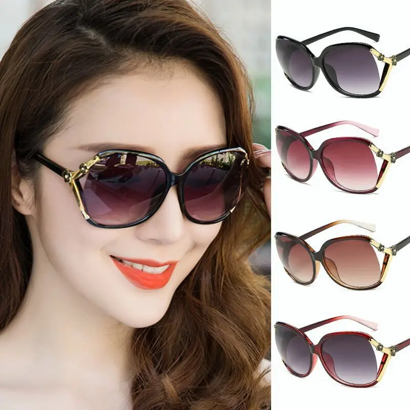New Women's Sunglasses Metal Camellia Hollow Pointed Painted Rose Sunglasses Trendy Versatile Large Frame Sunglasses