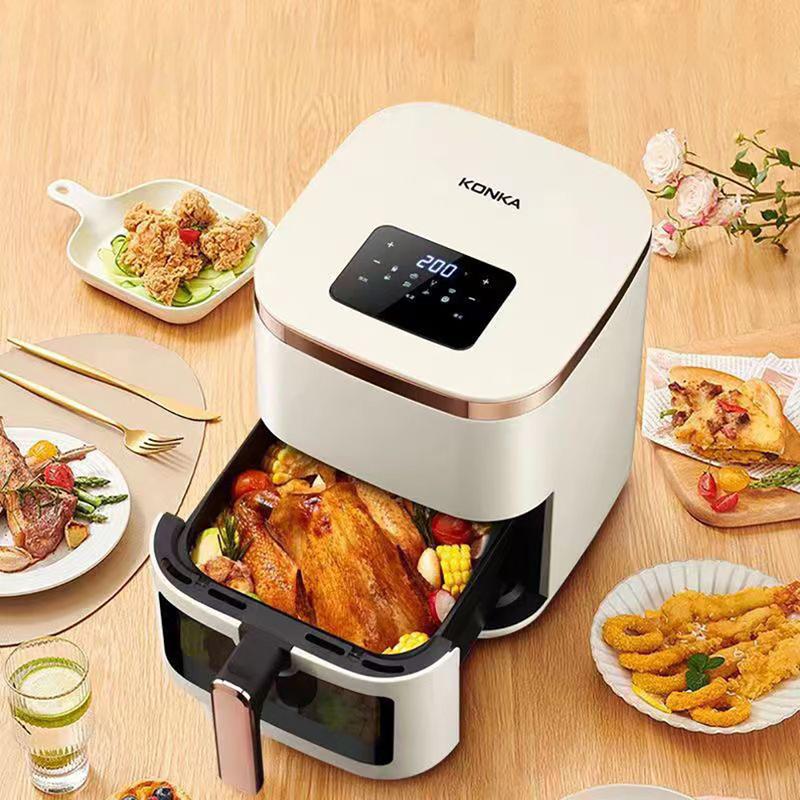 Nồi chiên không dầu dung tích 10 lít công suất mạnh 1350W, Màn hình LCD nút bấm cảm ứng, làm nóng 360°. Bảo hành 24 tháng trên toàn quốc, đổi mới trong 7 ngày đầu nhận hàng nếu có bất kỳ sai sót nào đến từ nhà cung cấp. Nấu Ăn