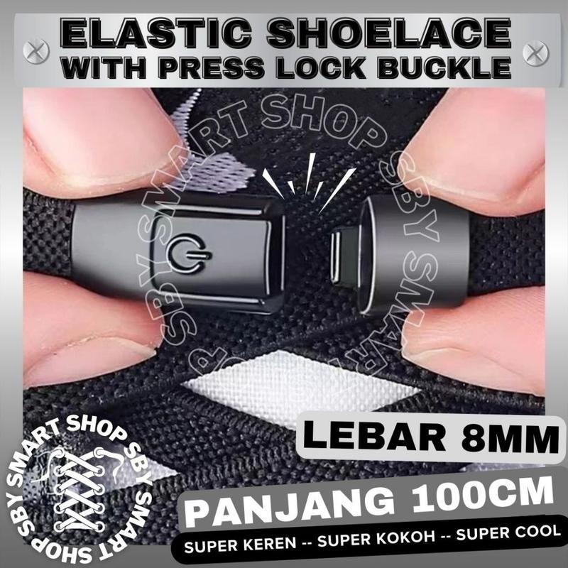 (N) SUPER KEREN Tali Sepatu Elastis 8mm Dengan Pengait Tombol Push 8mm ...