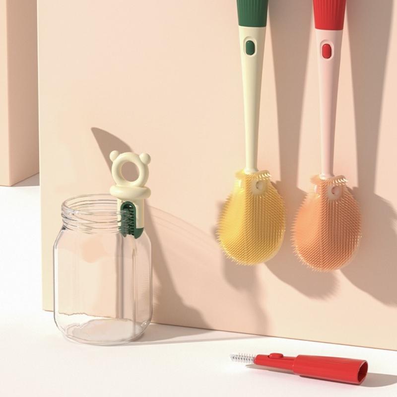 Portable 4 In 1 Baby Bottle Brushes Soft Head Long Handle Bottle Cleaner Kit Multifunctional Water Bottle Cleaner Brush 3