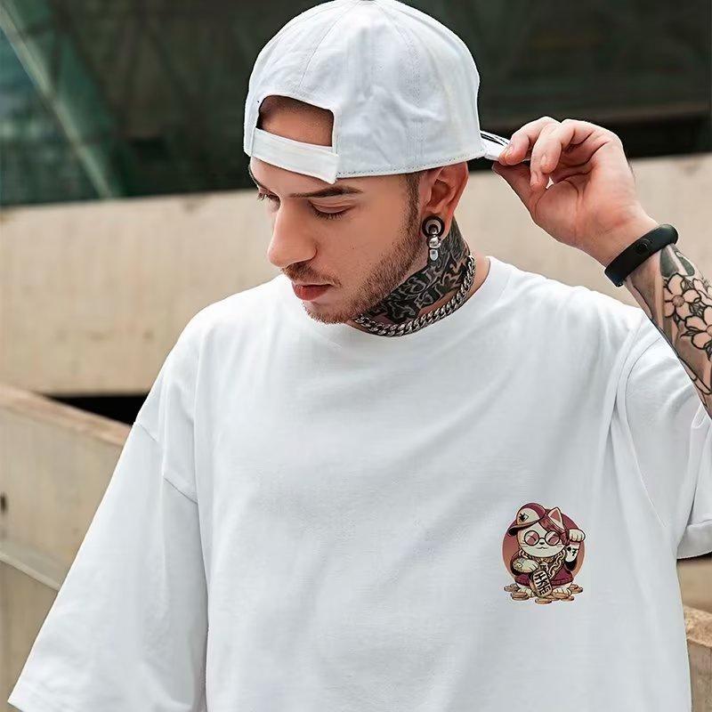 Áo Thun Nam Ngắn Tay, In Trắng Đen, Ngoại Cỡ M-4XL, [TEESHARKBUY] 4