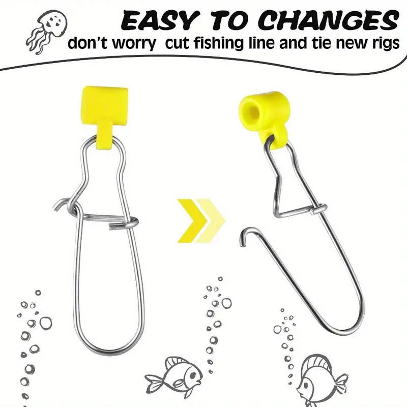 Fishing Sinker Slide with Hooked Snap, 20pcs Stainless Steel Fishing Line Connector, Fishing Gear Set, Outdoor Fishing Accessories 5