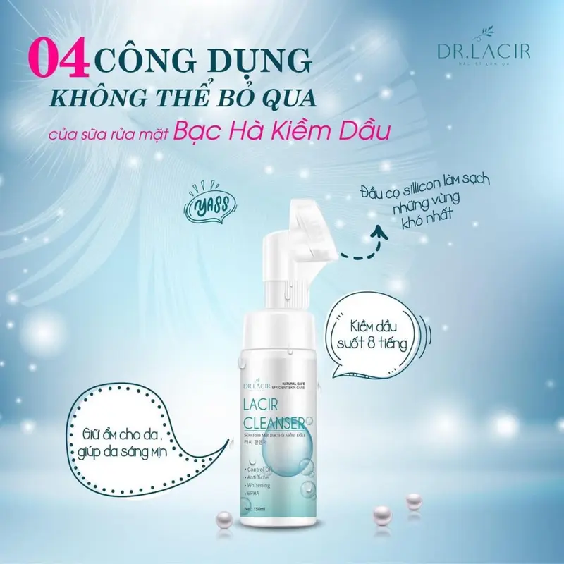 Sữa Rửa Mặt Kiềm Dầu Bạc Hà Dr Lacir Hộp 150ml dành cho da dầu Skincare 2