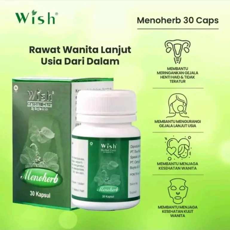 Kapsul Herbal WISH MENOHERB Original untuk Wanita Lanjut Usia dan Menopause Dini Original 2