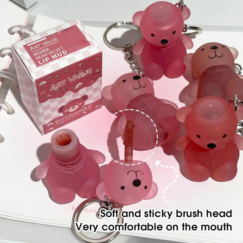Product Introduction of Cute Cartoon Bear Keychain Design Lipstick, Matte Lip Mud, Long Lasting Easy Coloring Lip Stick for Girls & Women Makeup 15