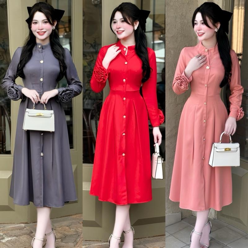 [FREESHIP] A105 - Đầm Váy sơ mi tay dài A105 cao cấp, vải tây mềm mịn, có Bigsize - Mijustore