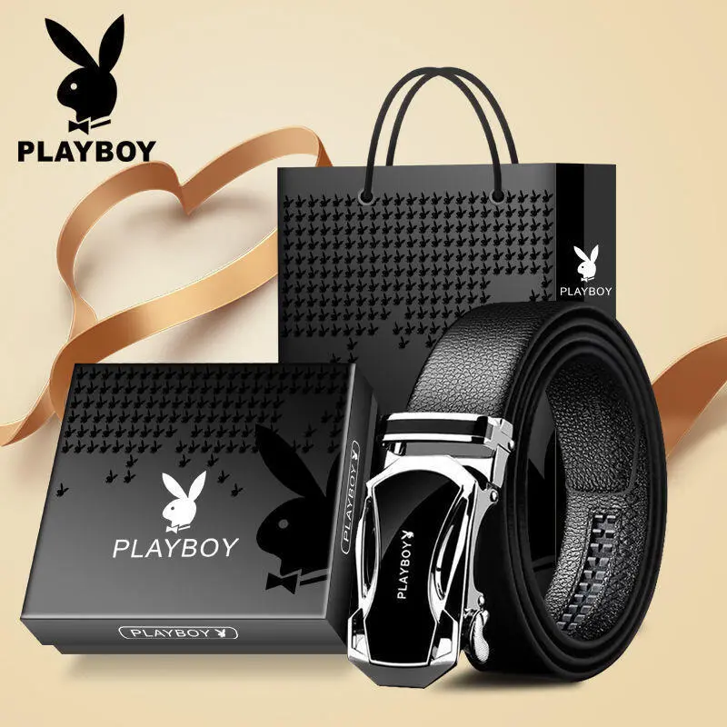 famous brand cowhide gift top quality real belt, belt men's metal automatic buckle, suit with exquisite pack box