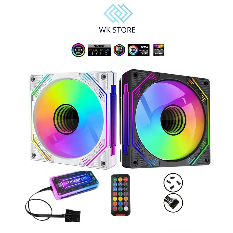 Quạt tản nhiệt - Fan case Coolmoon F3 Led ARGB vô cực màu đen / trắng + hub remote | Bảo hành 3 tháng