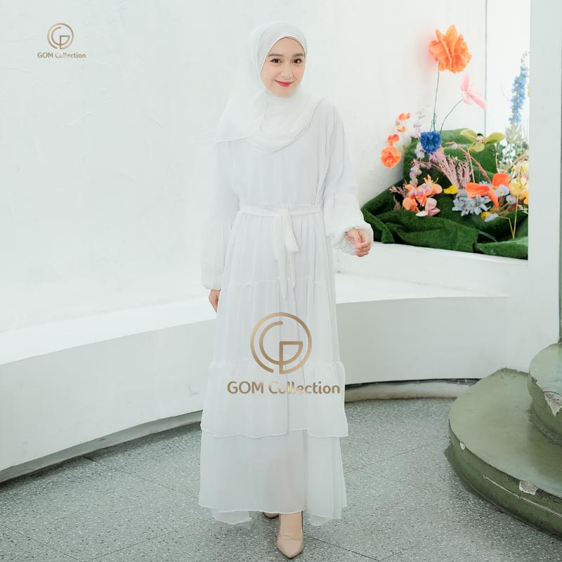 Zalwa Set Syari Gamis Set Hijab Pashmina Terbaru Dress Mewah 6