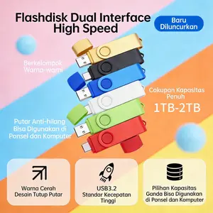 Flashdisk Kapasitas Besar Type-C & USB 2.0 – Pemindah Data Cepat dengan Desain Gantungan Kunci Anti Hilang