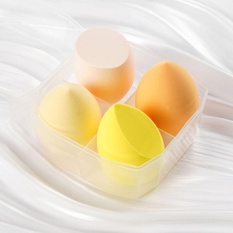 Hộp 4 mút trang điểm tông màu Pastel hình giọt nước xinh xắn mút tán kem nền make up chuyên ngiệp Besgi Beauty Cosmetic 8