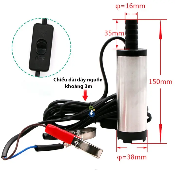 Máy Bơm Chìm Bơm Dầu Bơm Nước Mini Phi 38mm