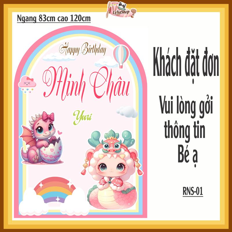 HCM - Background trang trí thôi nôi cho bé tuổi RỒNG - nhắn thông tin bé Shop in gởi trong ngày 5