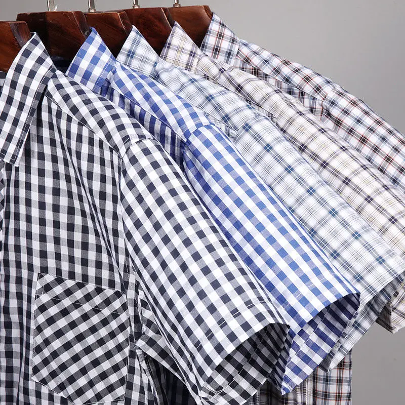 Áo Sơ Mi ngắn Tay Kẻ Sọc Cotton Nguyên Chất Cho Nam, Bộ Sưu Tập Mùa Hè Mới, Thích Hợp Cho Bố Trung Niên, Áo Mặc Bên Ngoài Mỏng Hoàn Toàn Bằng Cotton, Khách Hàng Lặp Lại Hơn 4,000 Người Dùng