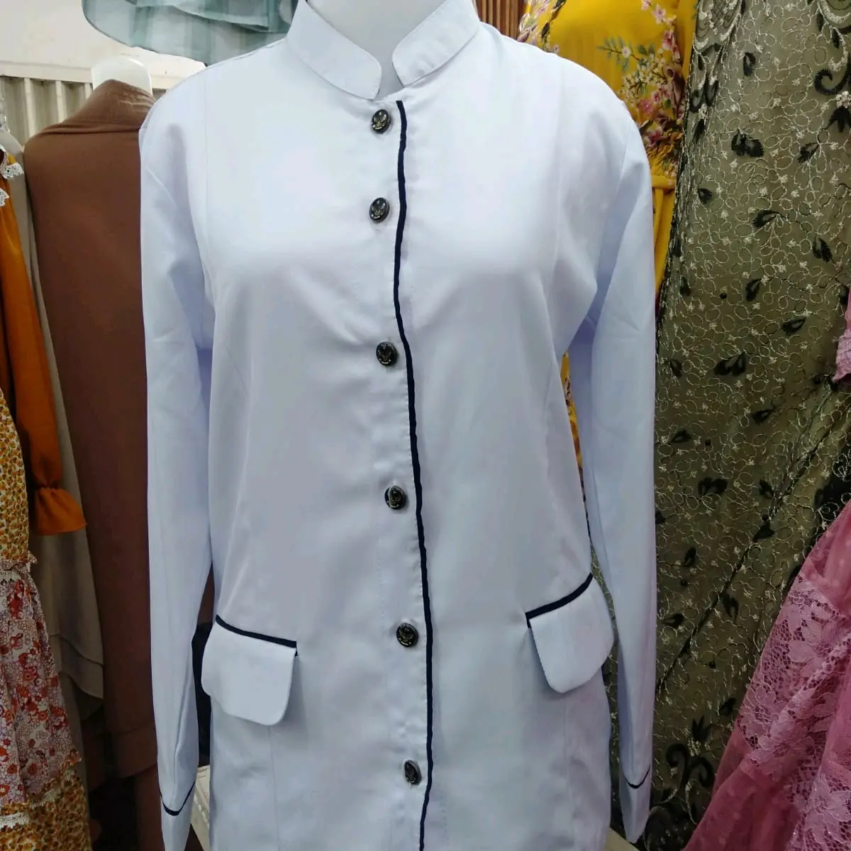 baju hitam putih kancing garuda full/baju putih ASN kancing korpri/baju putih kancing korpri pppk/seragam putih PNS Panjang