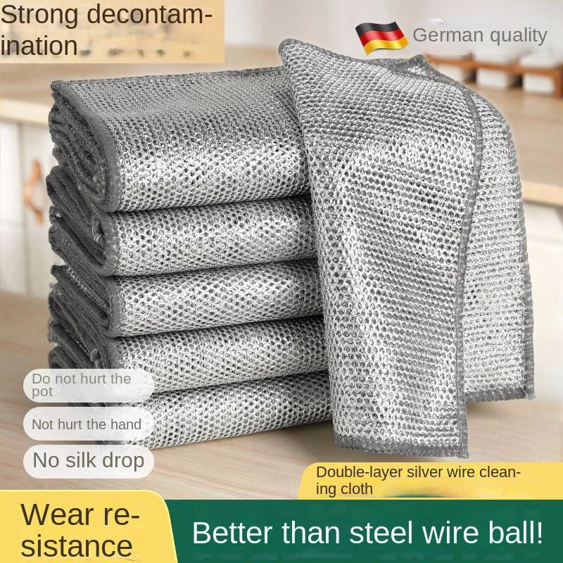 Still Wire Rag Thick Double-Layer Steel Wire Dishcloth New Silver Silk Rag Brush ...