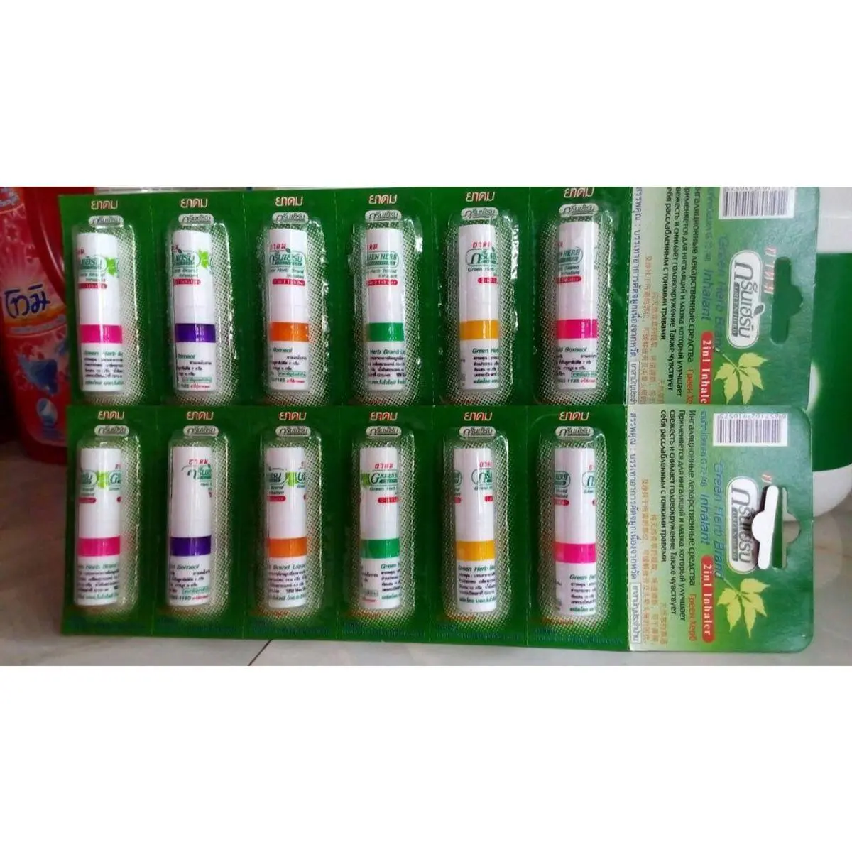 COMBO 6 ỐNG DẦU HÍT THÔNG MŨI bạċ GREEN HERB THÁI LAN