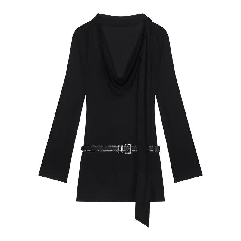 New Women's Fashion Sister American Style Spaghetti Strap Long Sleeve Dress for Women Autumn New Waist-Cinching Elegant Sexy Bodycon Short Dress 4