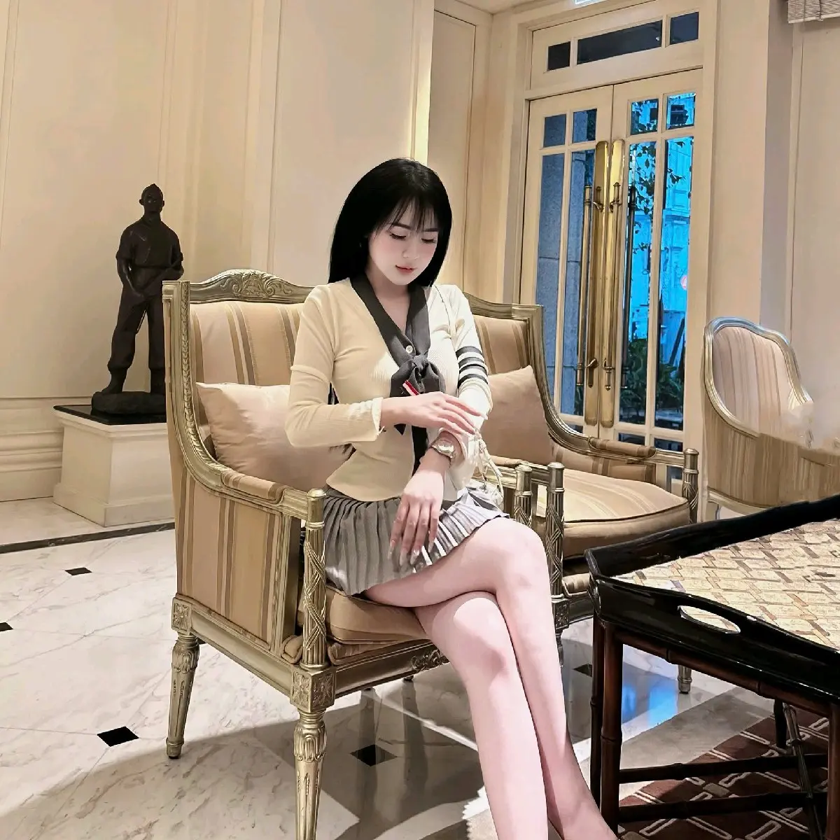 Set (áo+chân váy)thome ghi cv xếp ly siêu xinh ,kèm khăn choàng.Hàng Thiết Kế Nữ Women Dress vaytet Nhung Kem chỉ giặt tay đỏ hồng vaydodonnoel 🎄