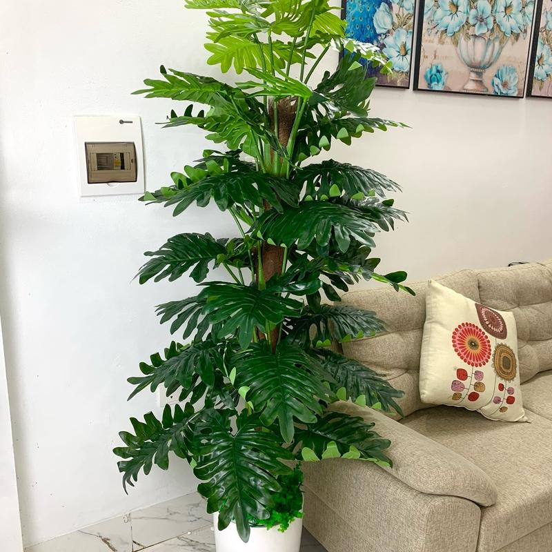 Cây trầu bà chân vịt leo cột 1m6 giả, cây giả trang trí Decor Trang Trí Nhà Decor Phòng