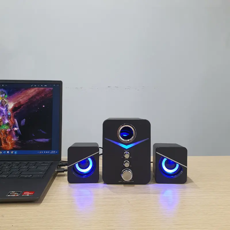 Loa máy tính để bàn kết nối với laptop vi tính điện thoại Bass cực đã LED cực ngầu D-221 Màu đen  Bluetooth  Nghe Nhạc 6