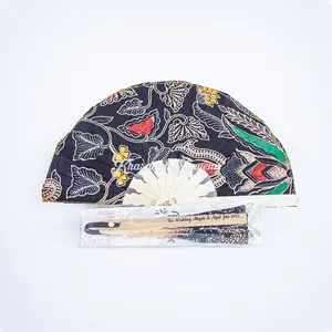 paket 50 pcs souvenir kipas batik sablon nama kemas plastik kartu ucapan Set