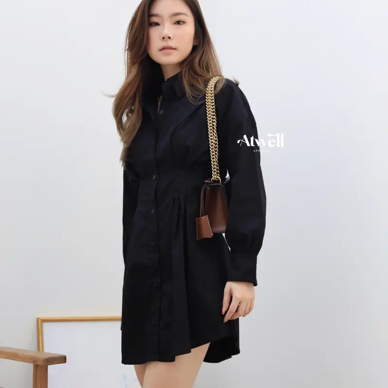 Atwell Apparel - Ava Shirt Dress - Dress Wanita Katun Midi Casual Simple 1