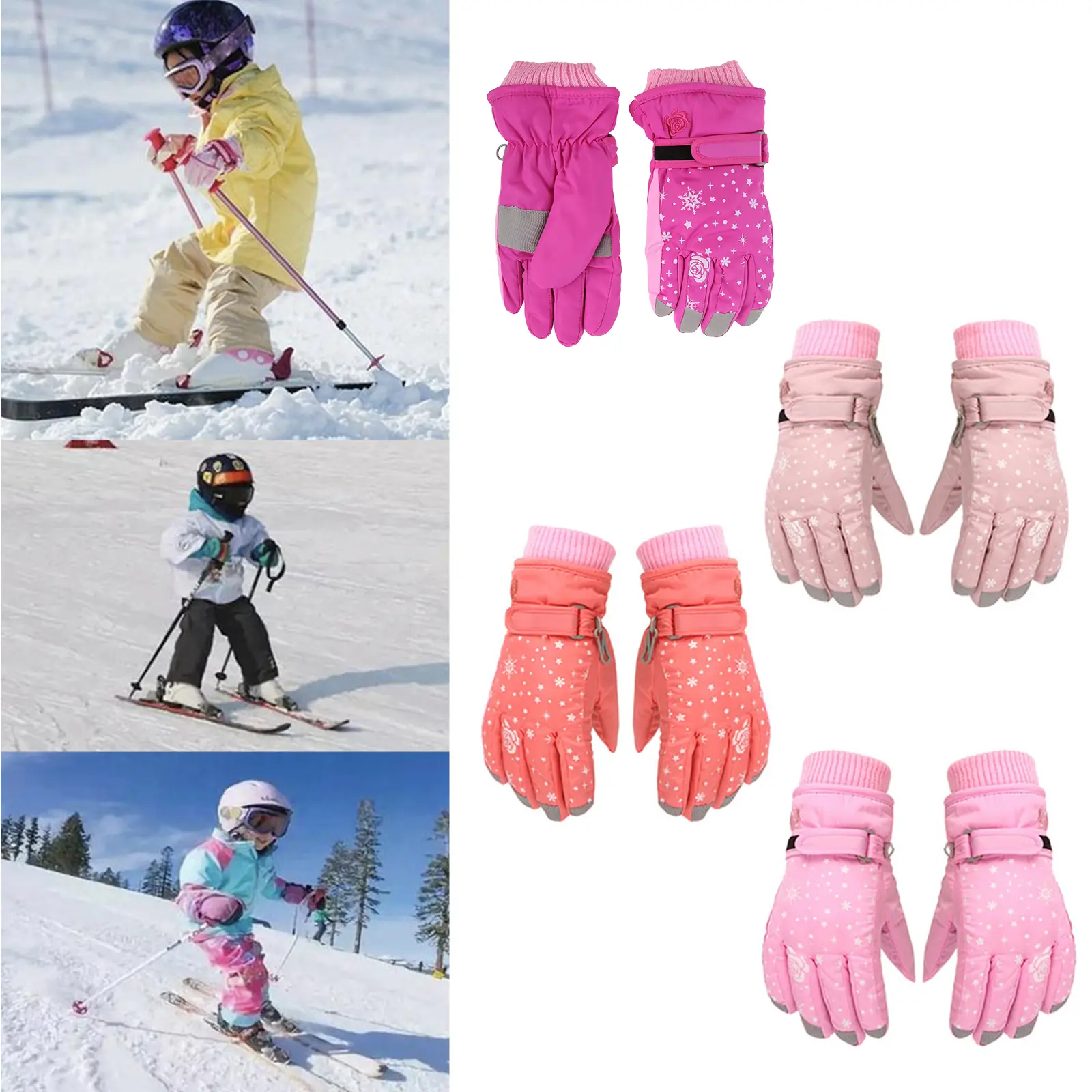 Zhen✪ Children Skiing Cycling Gloves Thick Warm Mittens Waterproof Windproof Outdoor Sports Snowboard Gloves for Kids Girls Boys