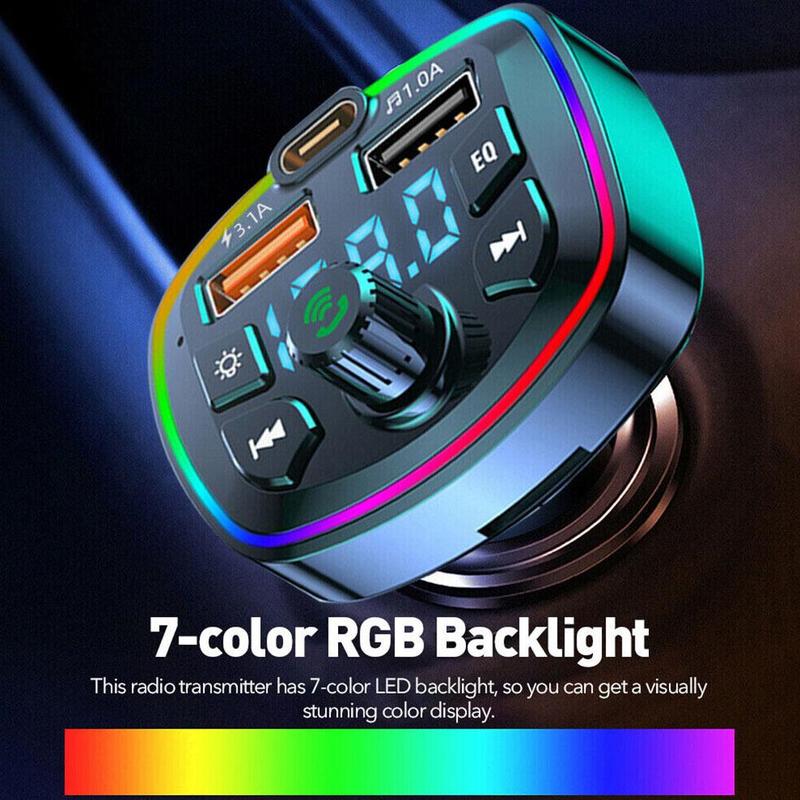 Product Introduction of Car Hands-Free Bluetooth-compaitable 5.0 FM Transmitter Car Charger USB Audio Kit Receiver J5N2 34