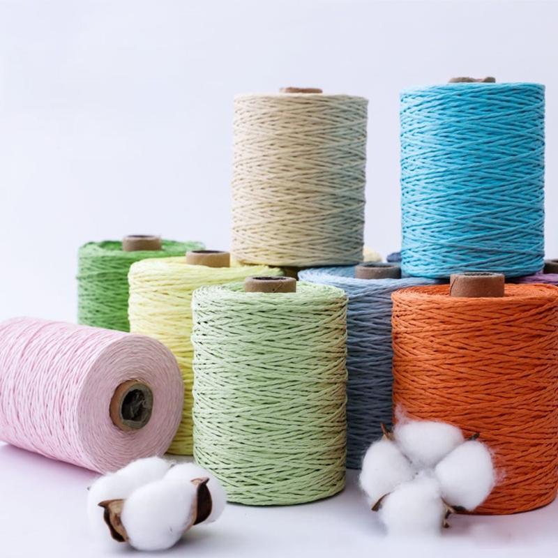 280-300m/Roll Summer DIY Raffia Straw Yarn Hand Knit Natural Basket ...