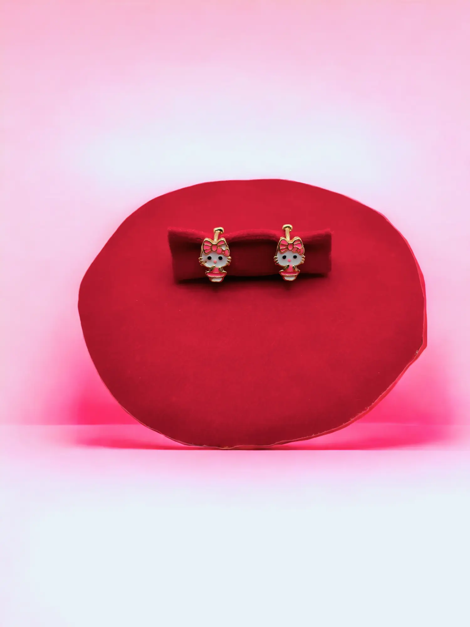 Anting jepit anak karakter hellokitti pita lingkar anting 8 mm lapis emas