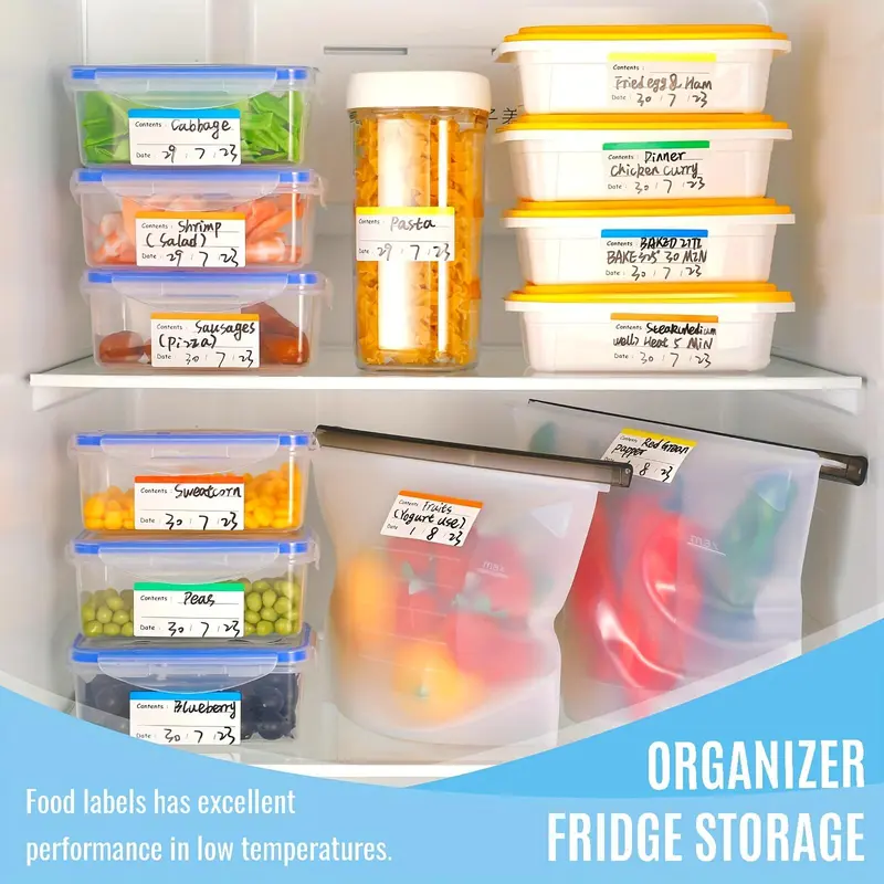 Freezer Labels, 10 Sheets/100pcs Food Storage Labels Stickers, Removable Meal Tags Stickers for Home Kitchen Dining Room Picnic Camping(without Pen) 7
