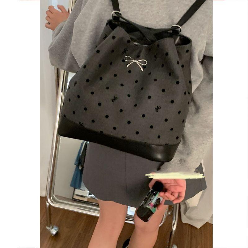 Product Introduction of New South Korea trendy women skull canvas backpack 2024 large capacity casual tote bag single shoulder bag 10