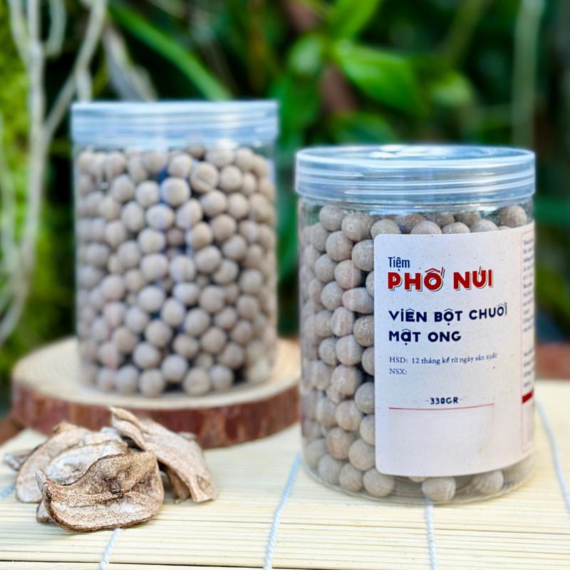Viên Bột Chuối Mật Ong 330gram Hũ Bột Chuối Xanh 500gram Hũ - Tiệm Phố Núi XAM1