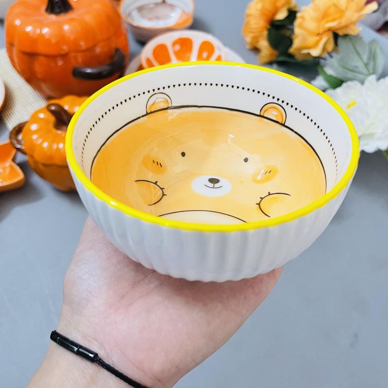 Bát Đĩa Gốm Sứ Decor, Bát Ăn Cơm, Bát Ăn Chè, Chén Dĩa Dễ Thương Bộ Bát Đĩa Sét Bát Đĩa Cam 16 Món 8