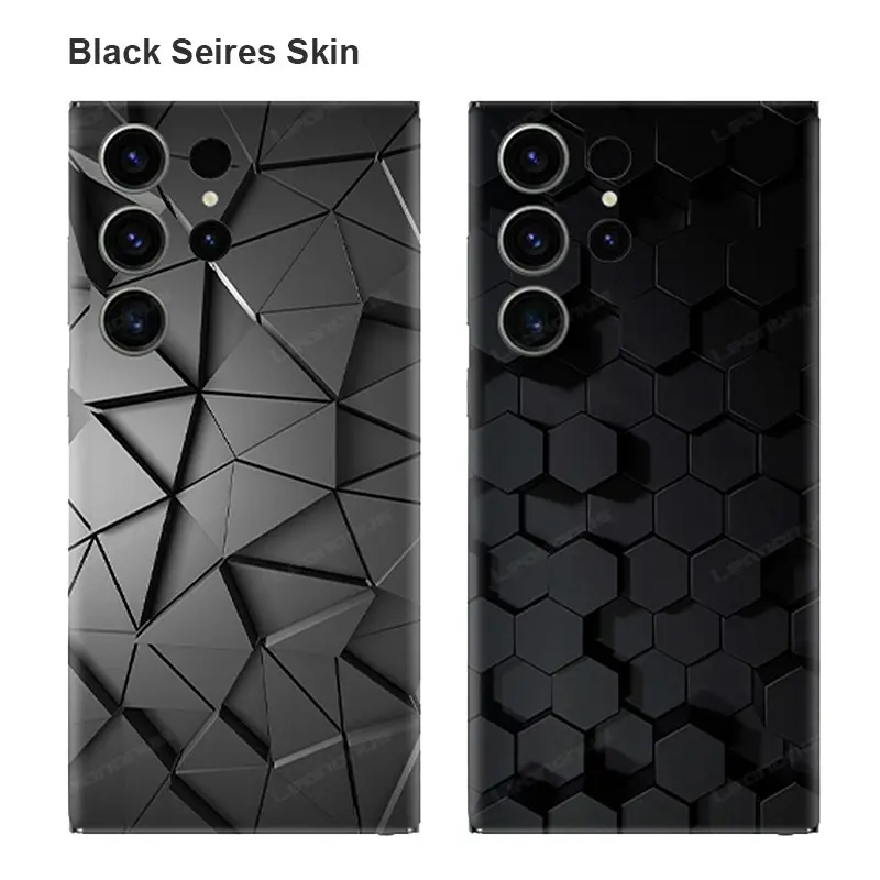 Kulit hitam dengan reka bentuk retak untuk Samsung Galaxy S23, S22, S24, Ultra S10 Plus, A54, A52S, 5G, pelekat, Pelindung skrin belakang, penutup filem, pembalut 3M, pelekat sarang lebah