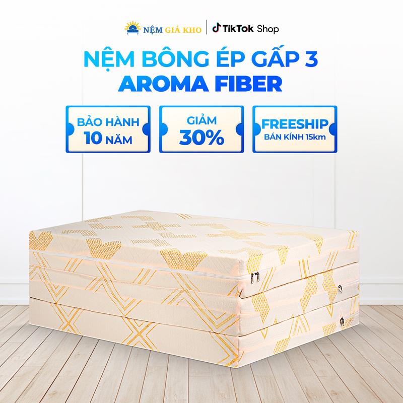[Tặng 2 gối gòn] Nệm Bông Ép Aroma Fiber, Phân loại dày 10cm và 15cm, Bông Polyester, Độ phẳng cao, Gấp gọn tiện lợi