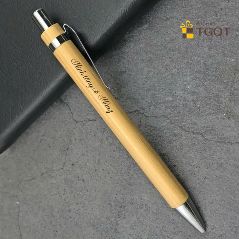 Bút gỗ tre miễn phí khắc chữ theo yêu cầu- Viết gỗ khắc tên - Quà tặng thầy cô, quà tốt nghiệp ý nghĩa - thay ngòi dễ dàng 0