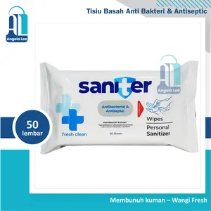 Saniter Tisiu Tissiu Basah Wipes Anti Bakteri & antiseptic 50lembar