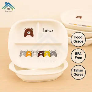 Piring Anak 3 Sekat Melamin Motif Kartun Lucu / Piring MPASI 3 Kompartemen Melamin