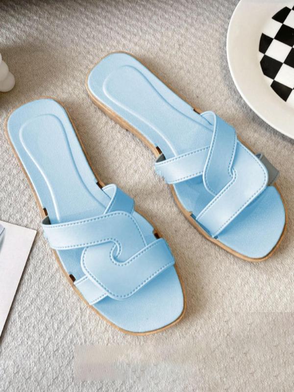 2024 Fashionable Solid Criss Cross Strap Gypsy Sandals, Luxury Designer Slides, Summer Casual Soft Open Toe Home Walking Shoes for Girl, All Match Slippers for Indoor & Outdoor Wear, Footwear 6