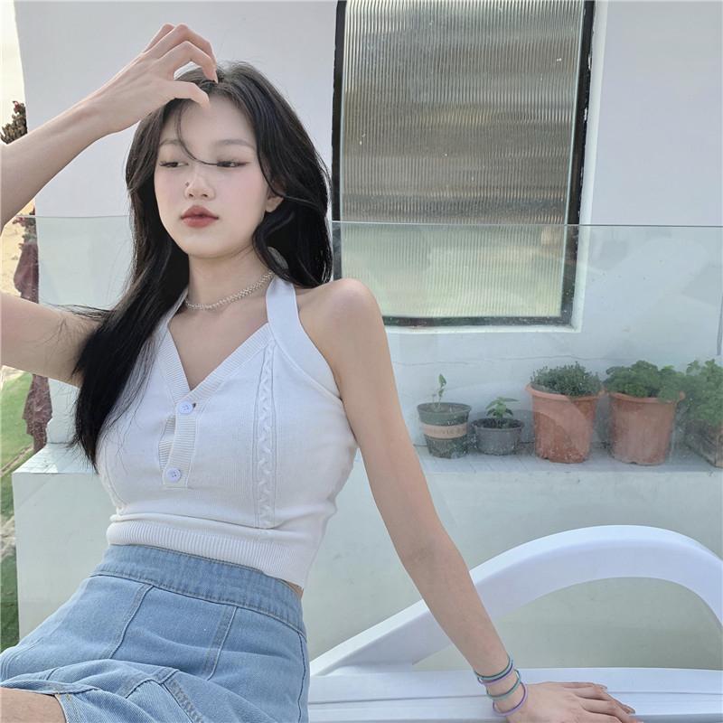 Product Introduction of Áo Cổ Yếm Ngắn, Thiết Kế Dây Đeo Mùa Hè, Thiết Kế Đẹp, Có Thể Mặc Ngoài Trời, Áo Ống, Áo Vest Ngắn Có Thể Mặc Bên Trong, Thích Hợp Cho Bé Gái Top Women 1