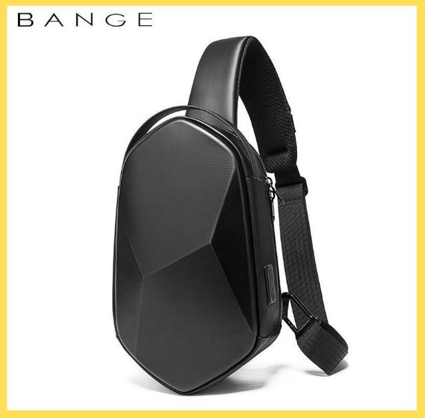  Túi đeo chéo nam BANGE polyhedron PU chống thấm 2 cổng sạc Bag Đeo Vai 