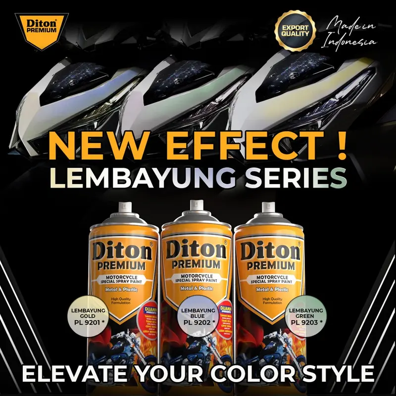 NEW Effect Lembayung DITON PREMIUM Cat Semprot Pilok Pilox Warna Lembayung Ungu Violet, Hijau Green, Biru Blue dan Gold/Emas (400cc) 1