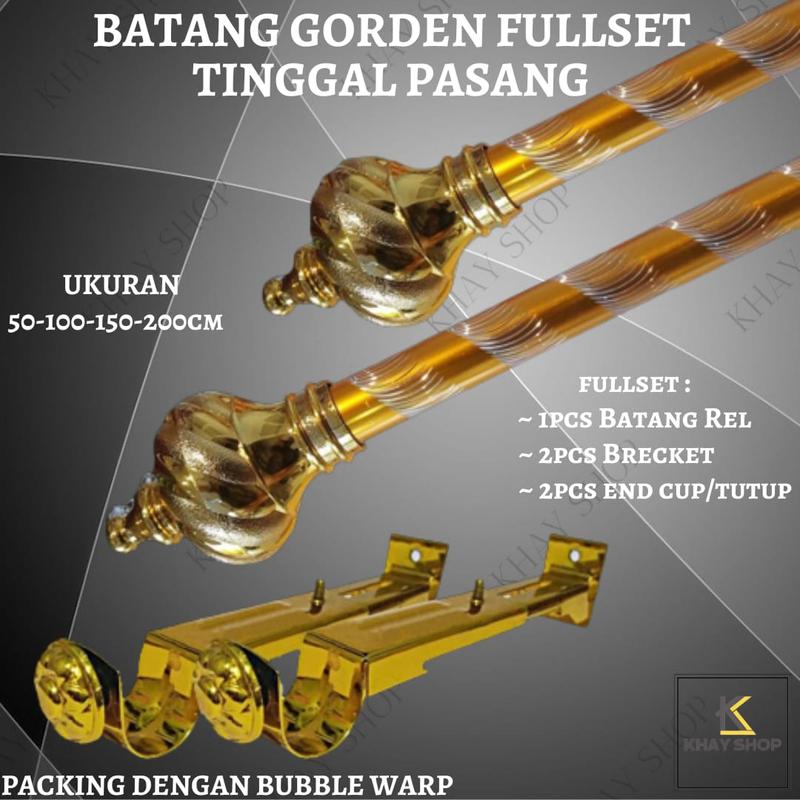 Product Introduction of Batang Gorden Fullset Ukuran 50-100-150-200 CM dengan Bracket 2 Fungsi 0