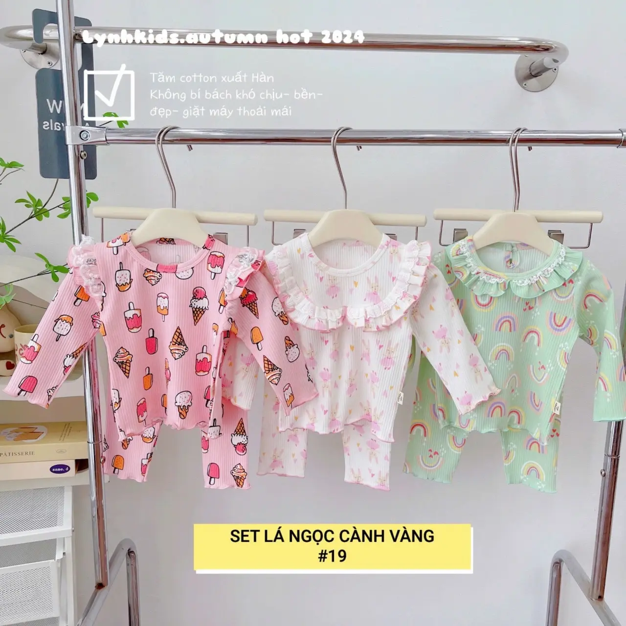 Set bộ quần áo dài tay cho bé gái , phong cách tiêu thư sang chảnh , chất cotton hàn thấm hút