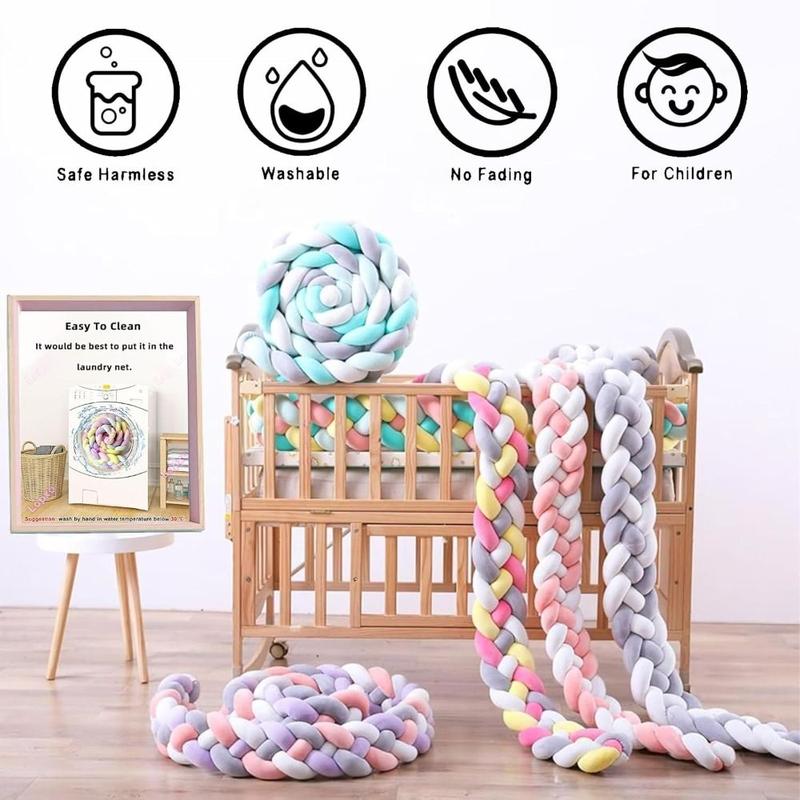 Product Introduction of New Design Soft Braided Cot Bumper Skin-friendly Washable Braid Pillow Crib Protector Breathable Side Sleeping Pillow Edge and Head Protector 15