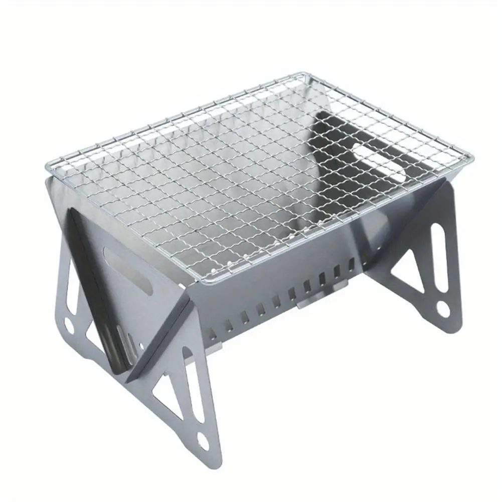 Portable Stainless Steel Mini Camping Oven, Ventilation Charcoal Grill, Folding Picnic Bbq Camping Accessories