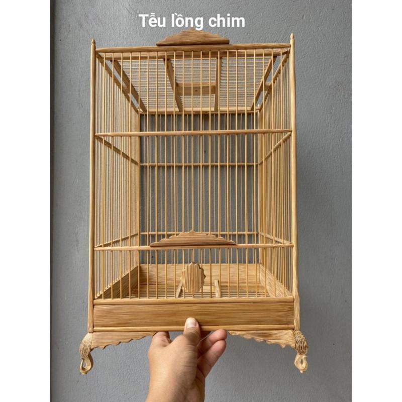 Khung lồng chim hút mật và khuyên tre tự ráp mẫu lá đề trơn kt 25x35
